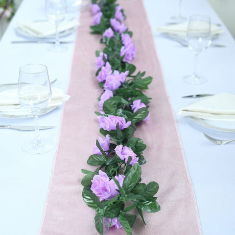 Artificial Silk Rose Garland 6ft Light Purple - YauSpark