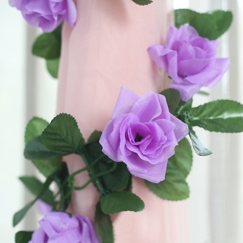 Artificial Silk Rose Garland 6ft Light Purple - YauSpark