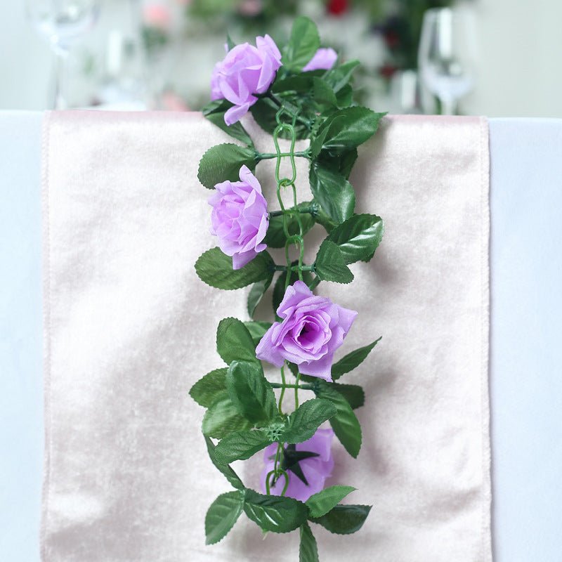 Artificial Silk Rose Garland 6ft Light Purple - YauSpark