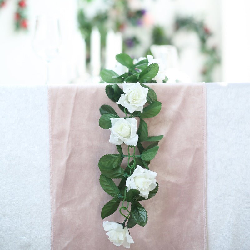 Artificial Silk Rose Garland 6ft Milky White - YauSpark