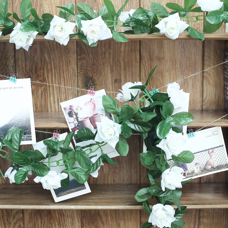 Artificial Silk Rose Garland 6ft Milky White - YauSpark