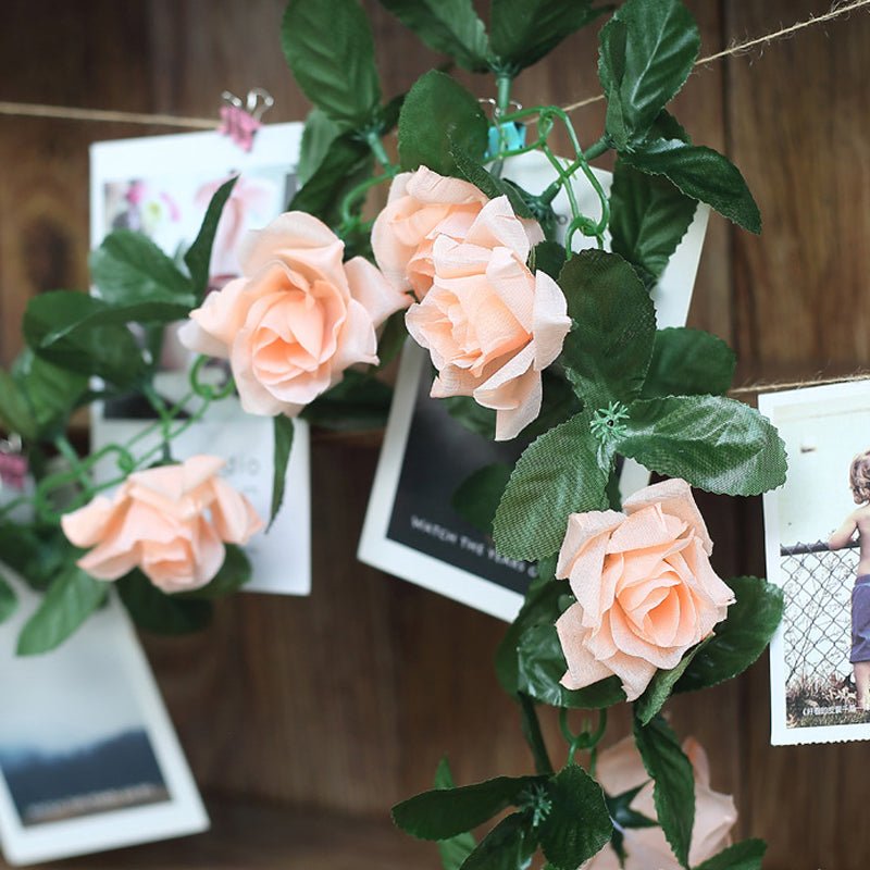 Artificial Silk Rose Garland 6ft Peach - YauSpark