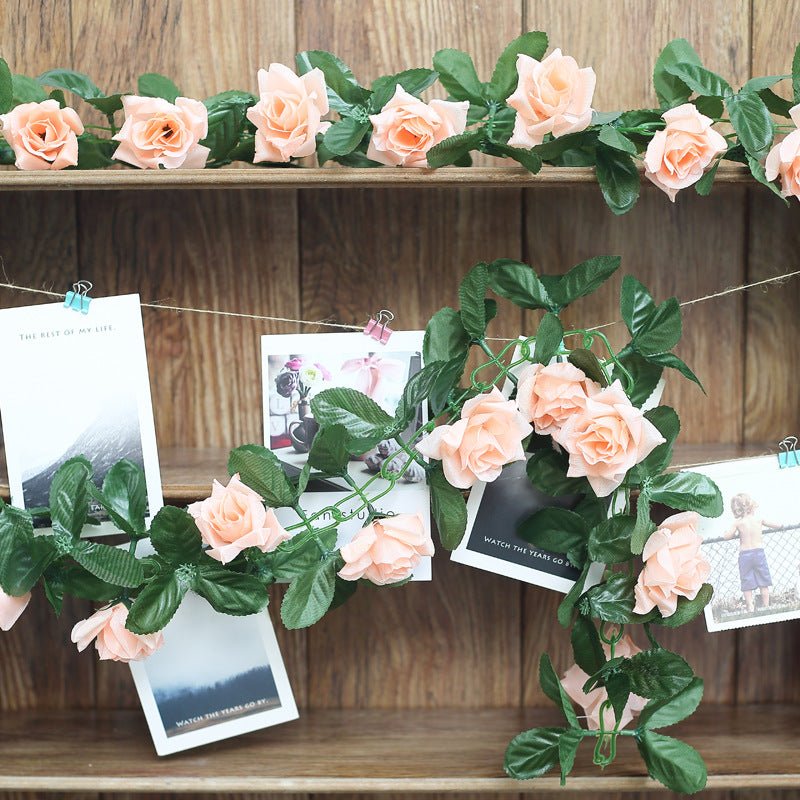 Artificial Silk Rose Garland 6ft Peach - YauSpark