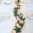 Artificial Silk Rose Garland 6ft Peach - YauSpark