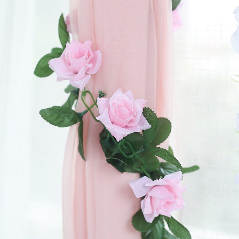 Artificial Silk Rose Garland 6ft Pink - YauSpark