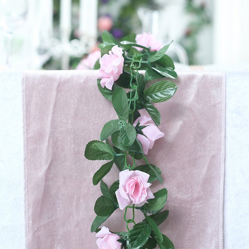 Artificial Silk Rose Garland 6ft Pink - YauSpark