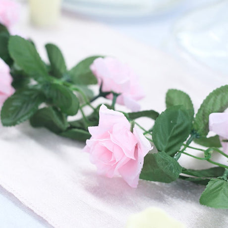 Artificial Silk Rose Garland 6ft Pink - YauSpark