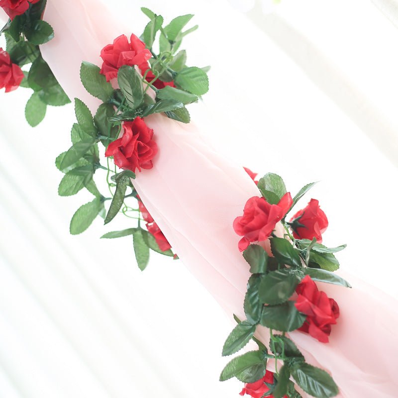Artificial Silk Rose Garland 6ft Red - YauSpark