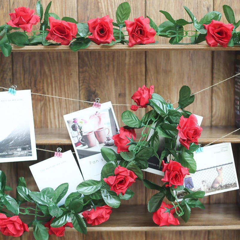 Artificial Silk Rose Garland 6ft Red - YauSpark