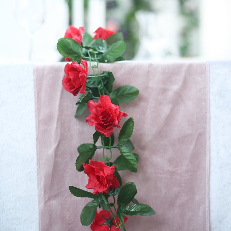 Artificial Silk Rose Garland 6ft Red - YauSpark