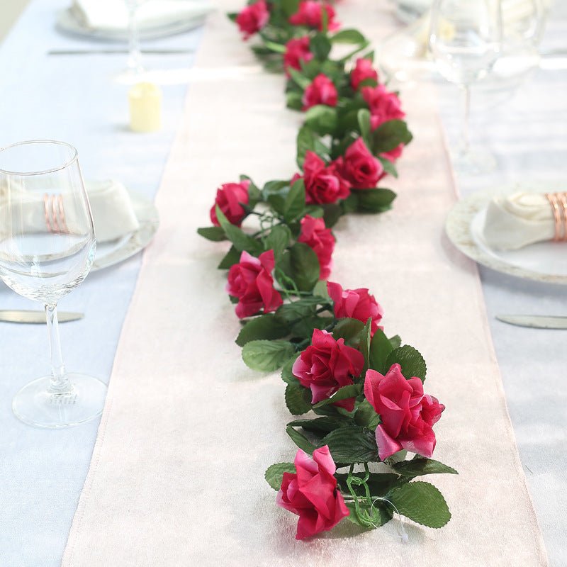 Artificial Silk Rose Garland 6ft Rose Red - YauSpark