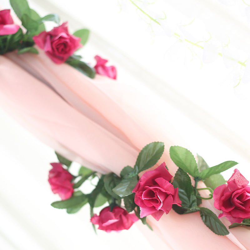 Artificial Silk Rose Garland 6ft Rose Red - YauSpark