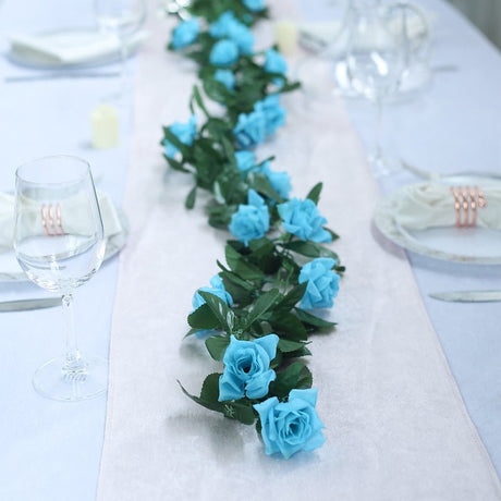 Artificial Silk Rose Garland 6ft Royal Blue - YauSpark