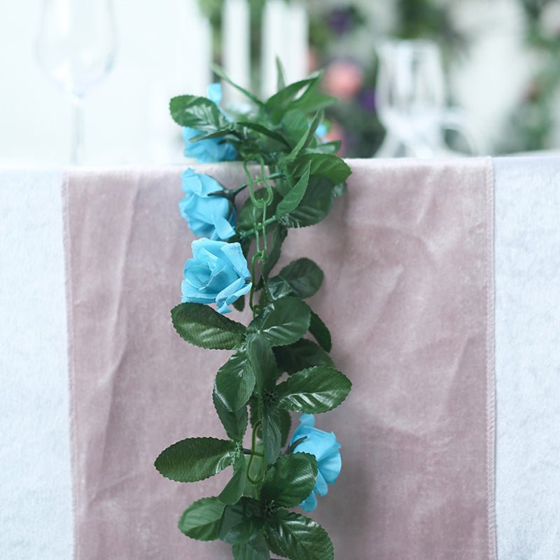 Artificial Silk Rose Garland 6ft Royal Blue - YauSpark