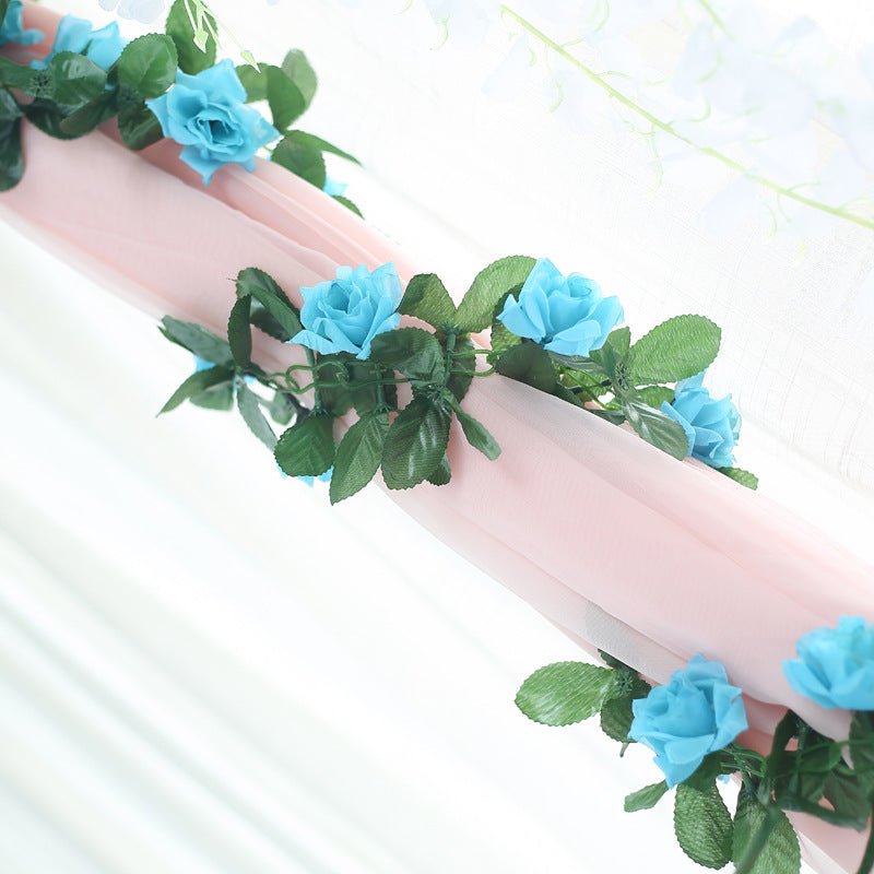 Artificial Silk Rose Garland 6ft Royal Blue - YauSpark