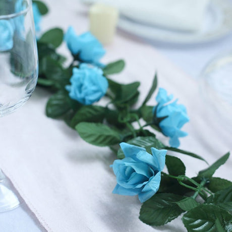 Artificial Silk Rose Garland 6ft Royal Blue - YauSpark