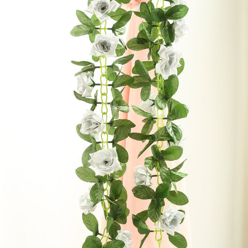 Artificial Silk Rose Garland 6ft Silver - YauSpark