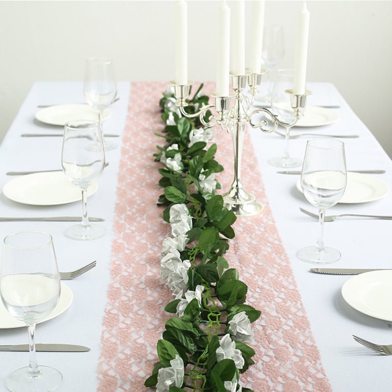 Artificial Silk Rose Garland 6ft Silver - YauSpark