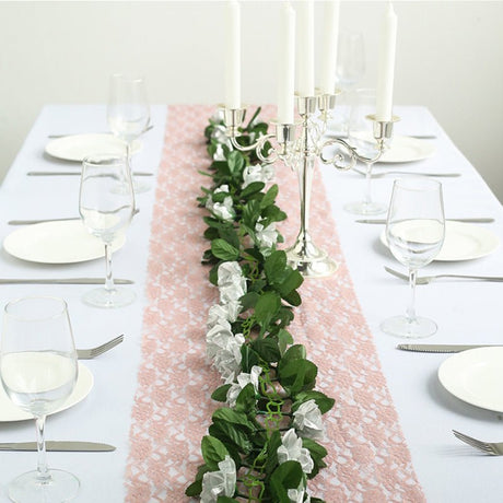 Artificial Silk Rose Garland 6ft Silver - YauSpark