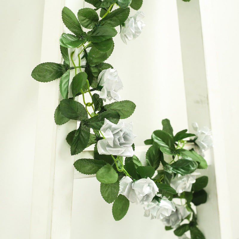 Artificial Silk Rose Garland 6ft Silver - YauSpark