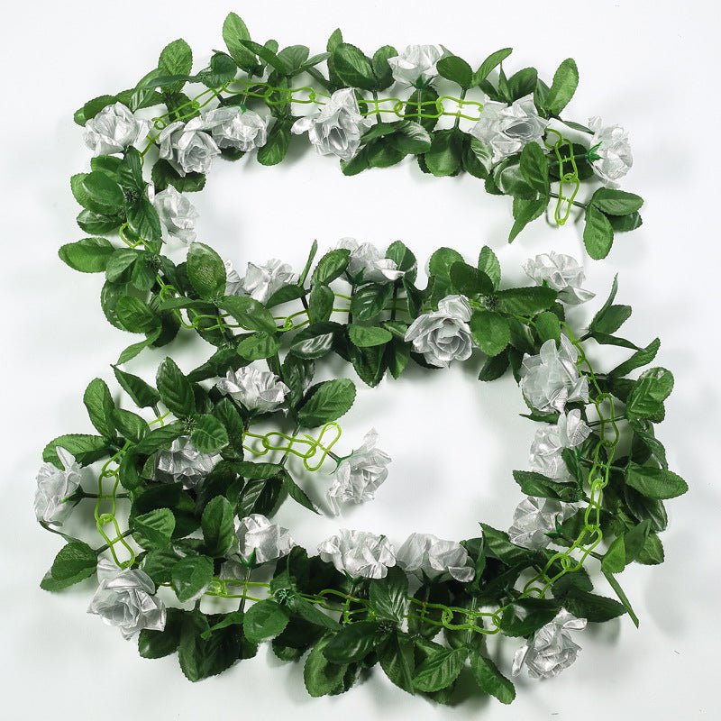 Artificial Silk Rose Garland 6ft Silver - YauSpark