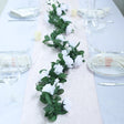Artificial Silk Rose Garland 6ft White - YauSpark