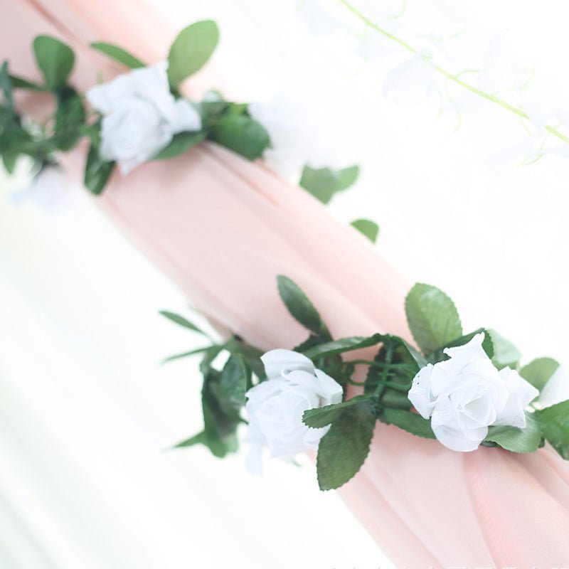 Artificial Silk Rose Garland 6ft White - YauSpark