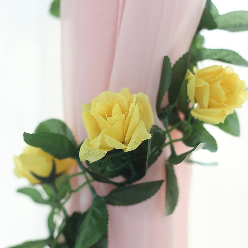Artificial Silk Rose Garland 6ft Yellow - YauSpark