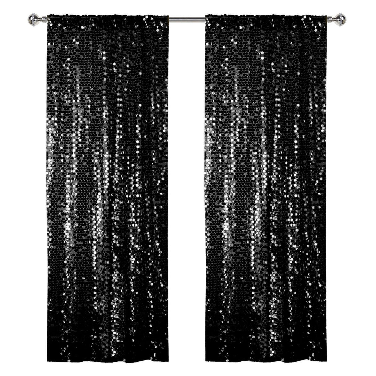 Big Payette Sequin Backdrop Drape Curtain 9ftx9ft Black - YauSpark