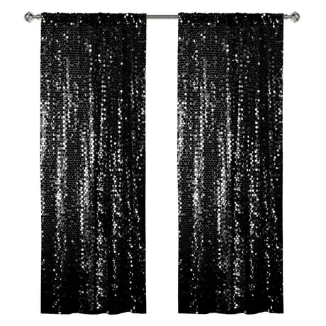Big Payette Sequin Backdrop Drape Curtain 9ftx9ft Black - YauSpark