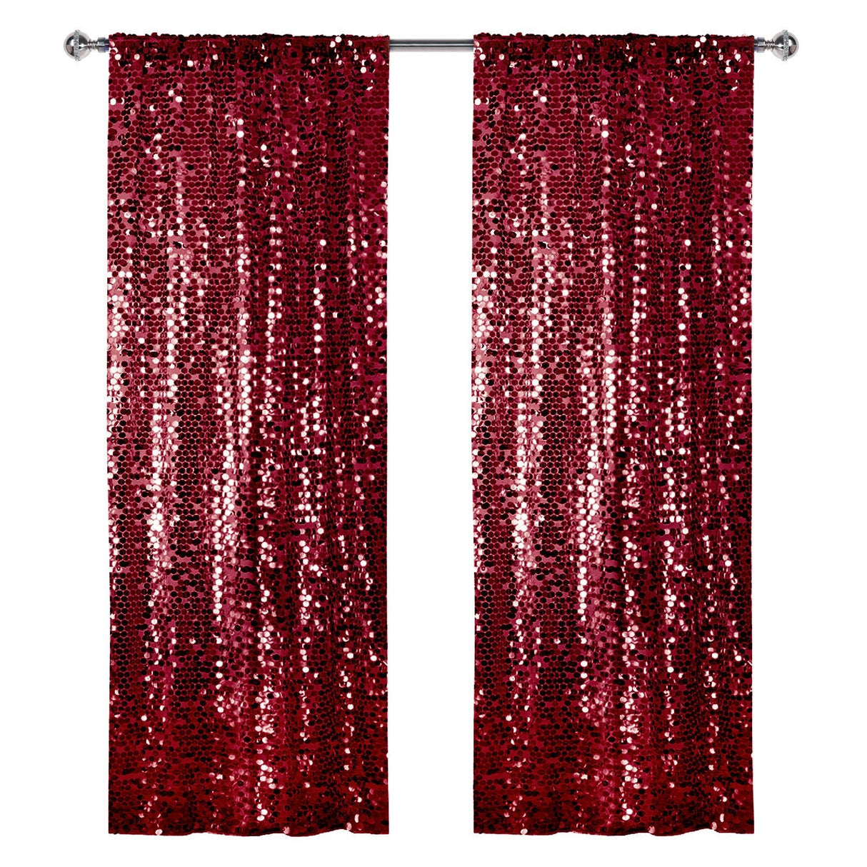 Big Payette Sequin Backdrop Drape Curtain 9ftx9ft Burgundy - YauSpark