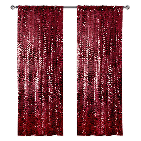 Big Payette Sequin Backdrop Drape Curtain 9ftx9ft Burgundy - YauSpark