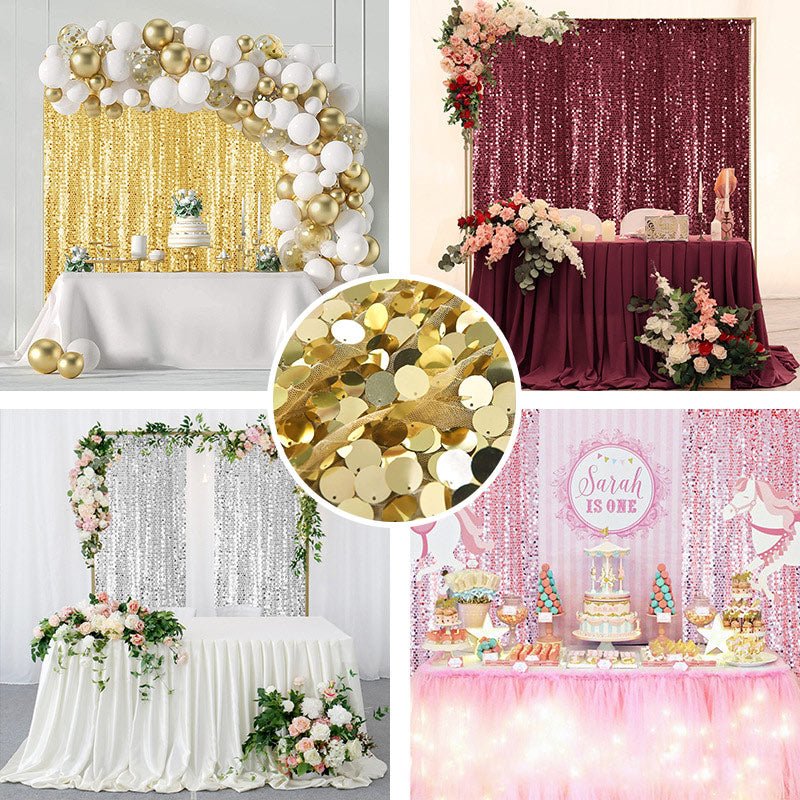 Big Payette Sequin Backdrop Drape Curtain 9ftx9ft Gold - YauSpark