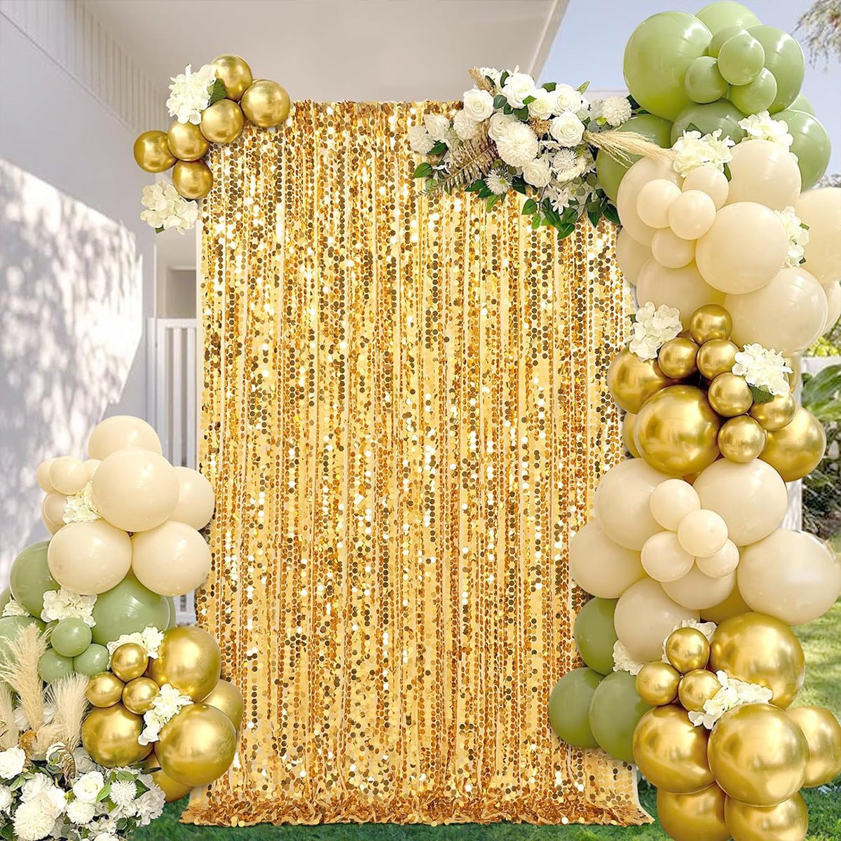 Big Payette Sequin Backdrop Drape Curtain 9ftx9ft Gold - YauSpark