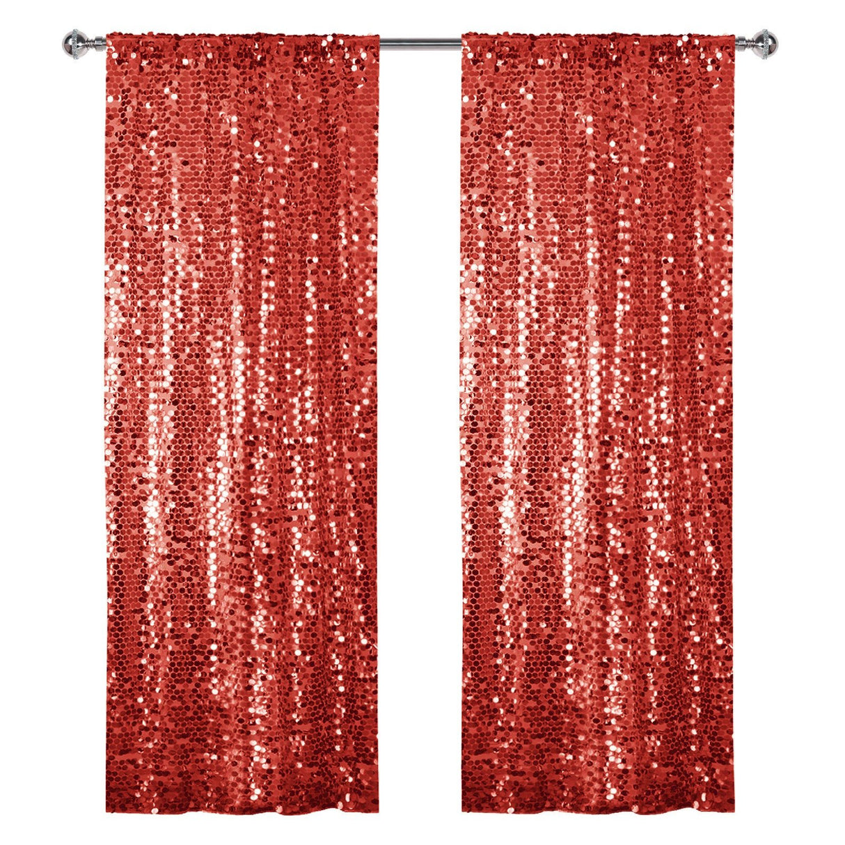 Big Payette Sequin Backdrop Drape Curtain 9ftx9ft Red - YauSpark