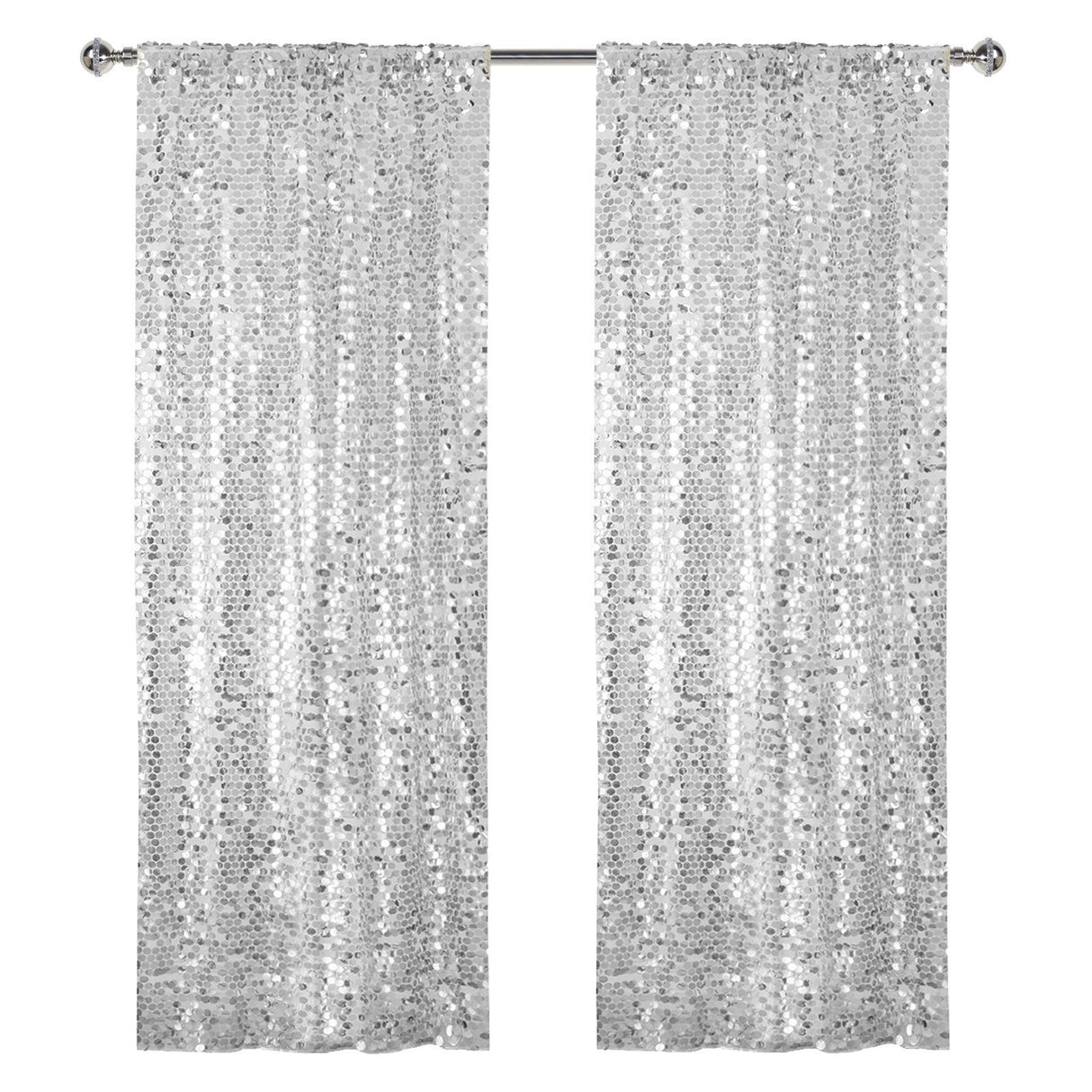 Big Payette Sequin Backdrop Drape Curtain 9ftx9ft Silver - YauSpark