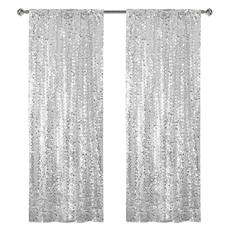 Big Payette Sequin Backdrop Drape Curtain 9ftx9ft Silver - YauSpark