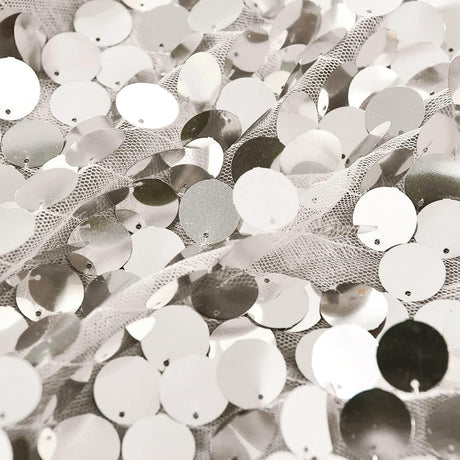 Big Payette Sequin Backdrop Drape Curtain 9ftx9ft Silver - YauSpark