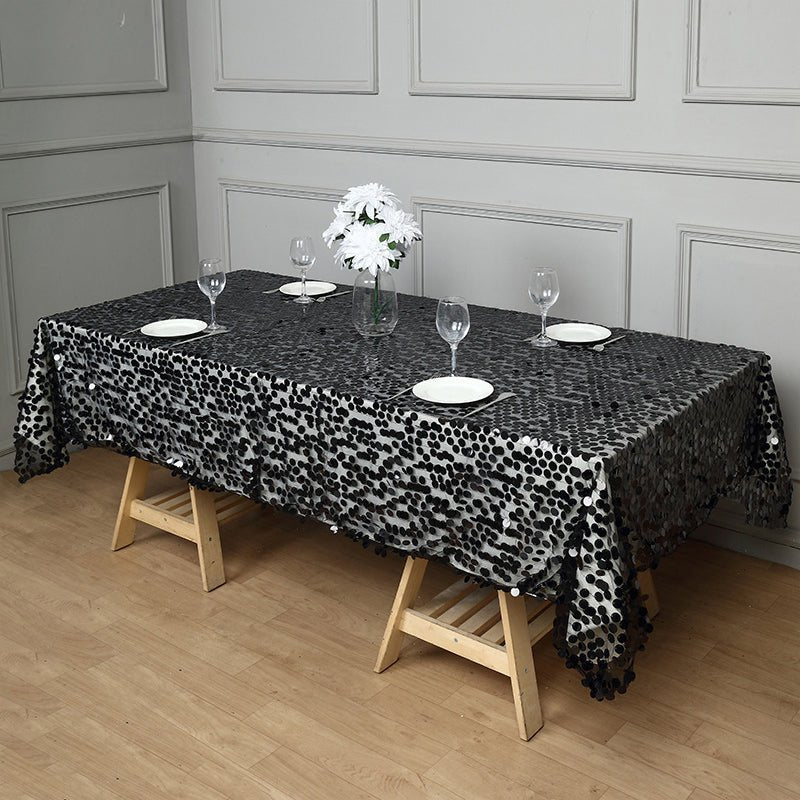 Big Sequin Rectangle Tablecloth 156"x90" - YauSpark