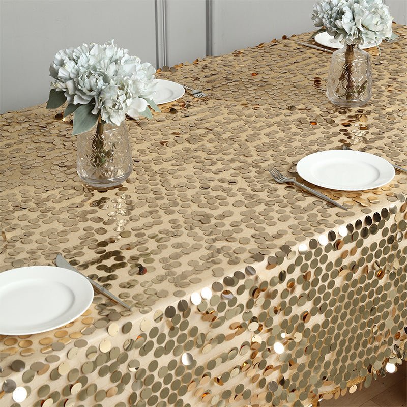 Big Sequin Rectangle Tablecloth 156"x90" - YauSpark