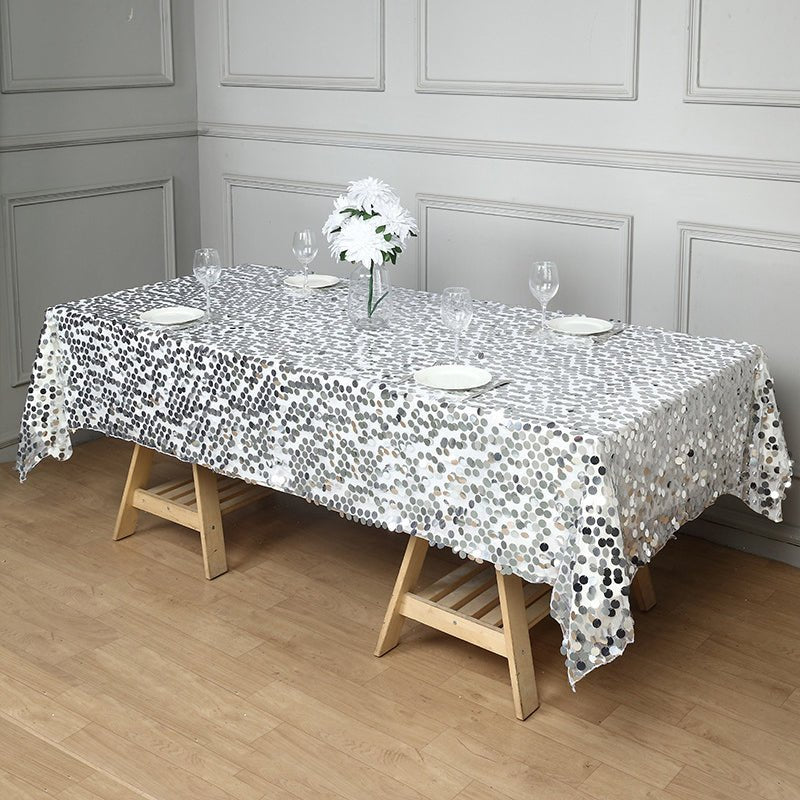 Big Sequin Rectangle Tablecloth 156"x90" - YauSpark