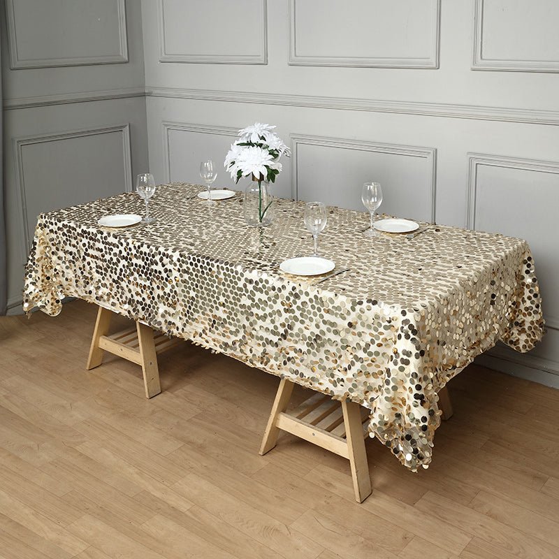 Big Sequin Rectangle Tablecloth 156"x90" - YauSpark