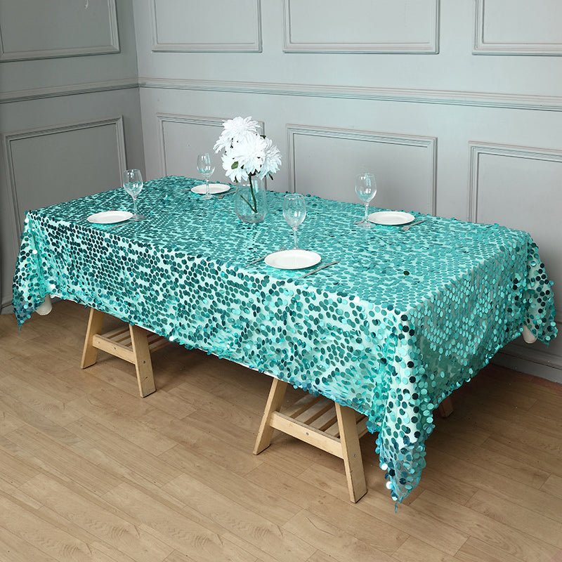 Big Sequin Rectangle Tablecloth 156"x90" - YauSpark