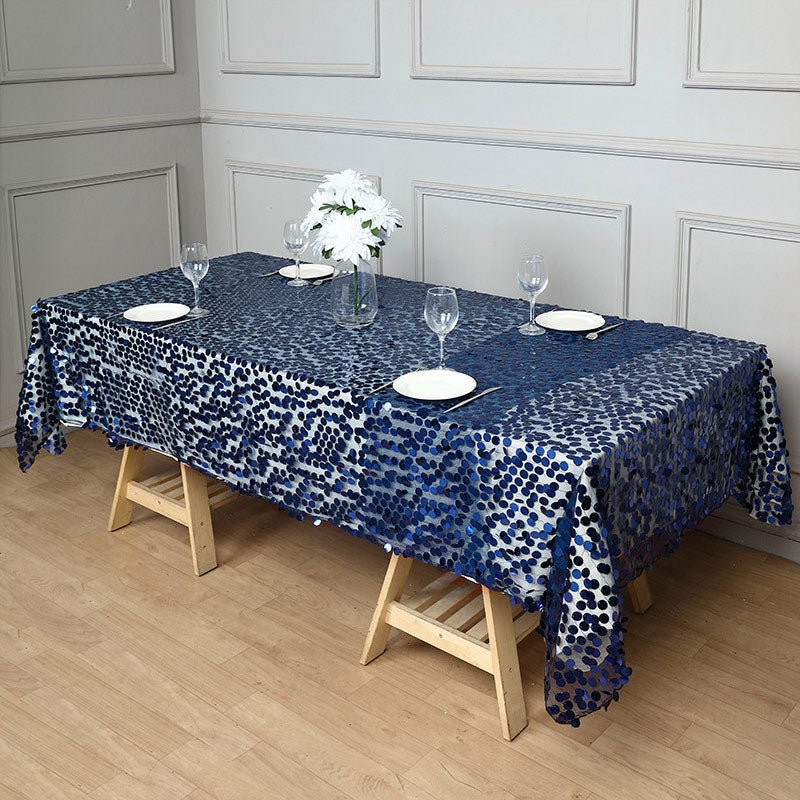 Big Sequin Rectangle Tablecloth 156"x90" - YauSpark
