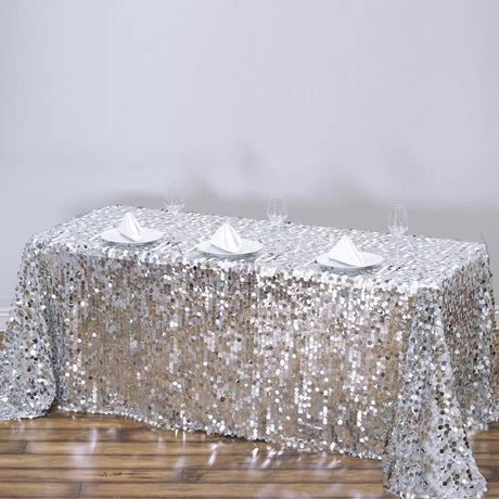 Big Sequin Rectangle Tablecloth 156"x90" - YauSpark