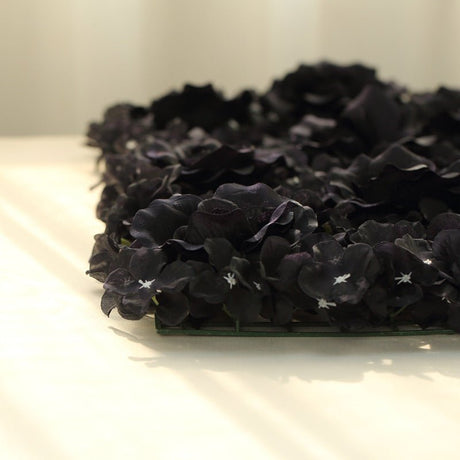 Black 3D Silk Rose and Hydrangea Flower Wall Mat Backdrop - 4 Artificial Panels - YauSpark