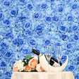 Blue 3D Silk Rose and Hydrangea Flower Wall Mat Backdrop - 4 Artificial Panels - YauSpark
