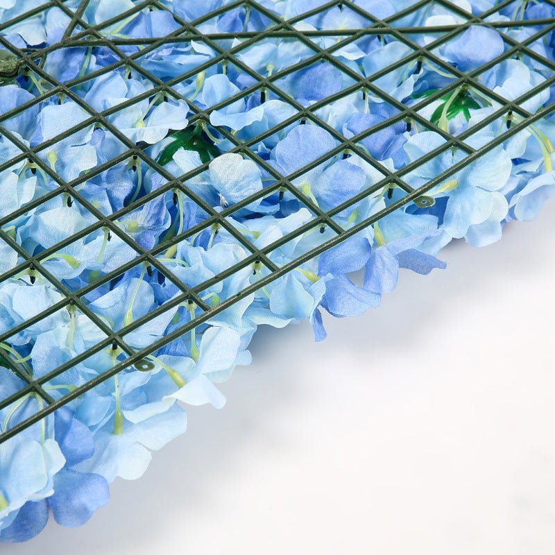 Blue 3D Silk Rose and Hydrangea Flower Wall Mat Backdrop - 4 Artificial Panels - YauSpark