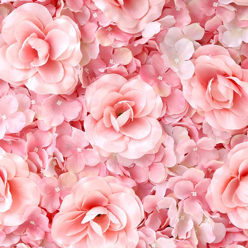 Blush 3D Silk Rose and Hydrangea Flower Wall Mat Backdrop - 4 Artificial Panels - YauSpark