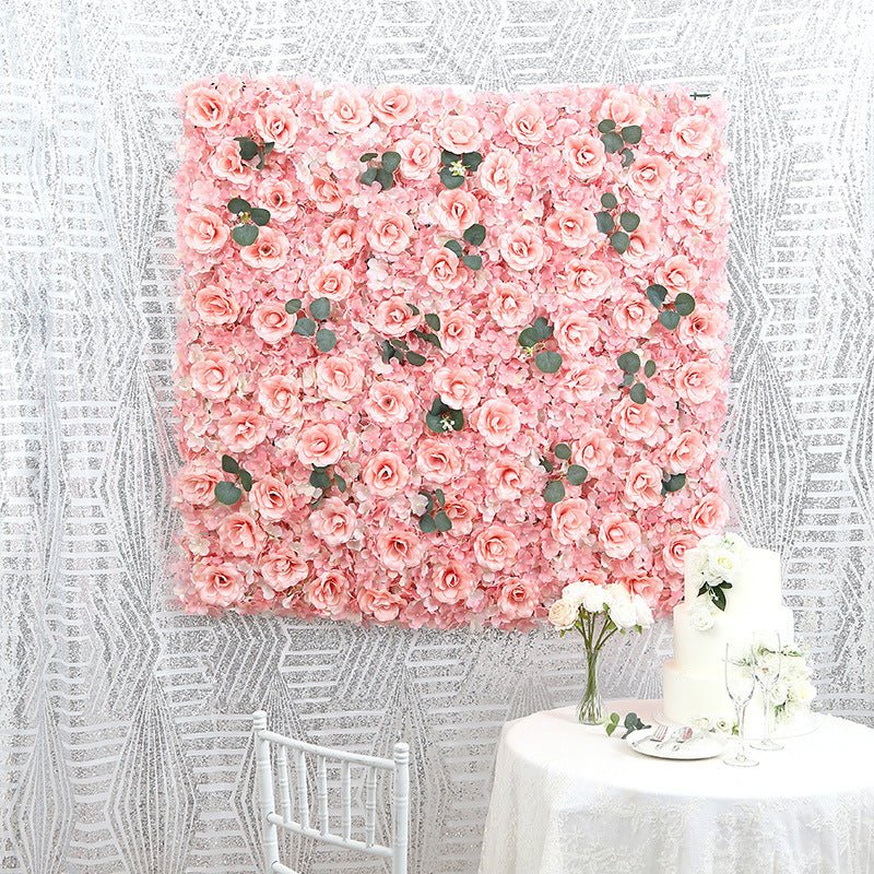 Blush 3D Silk Rose and Hydrangea Flower Wall Mat Backdrop - 4 Artificial Panels - YauSpark